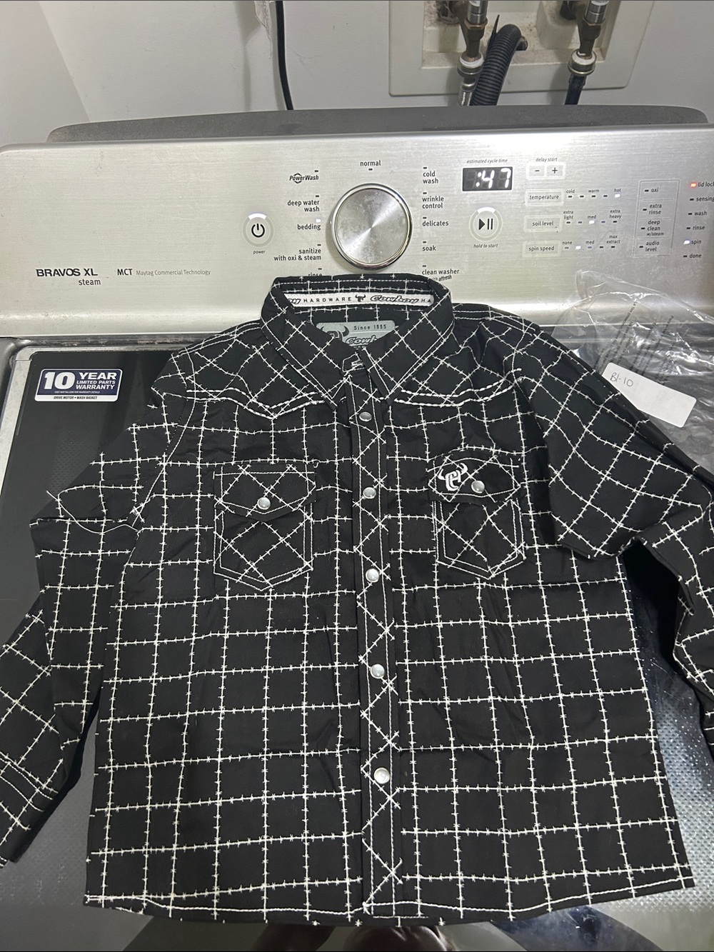 Boys 4t new pearl button down barb wire western shirt top cowboy
